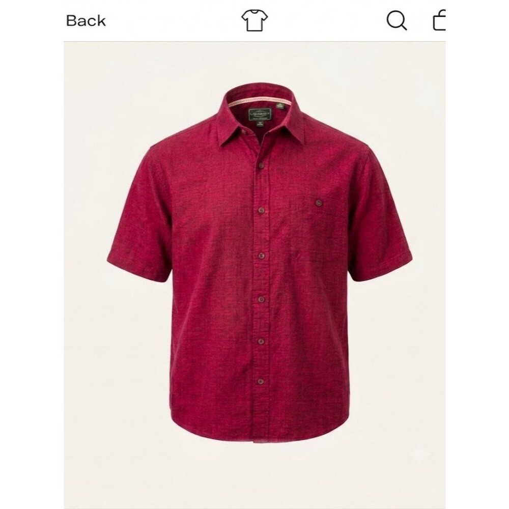 G.H. Bass & Co. Red Short Sleeve Button Down Shirt Mens Size Medium M Workwear